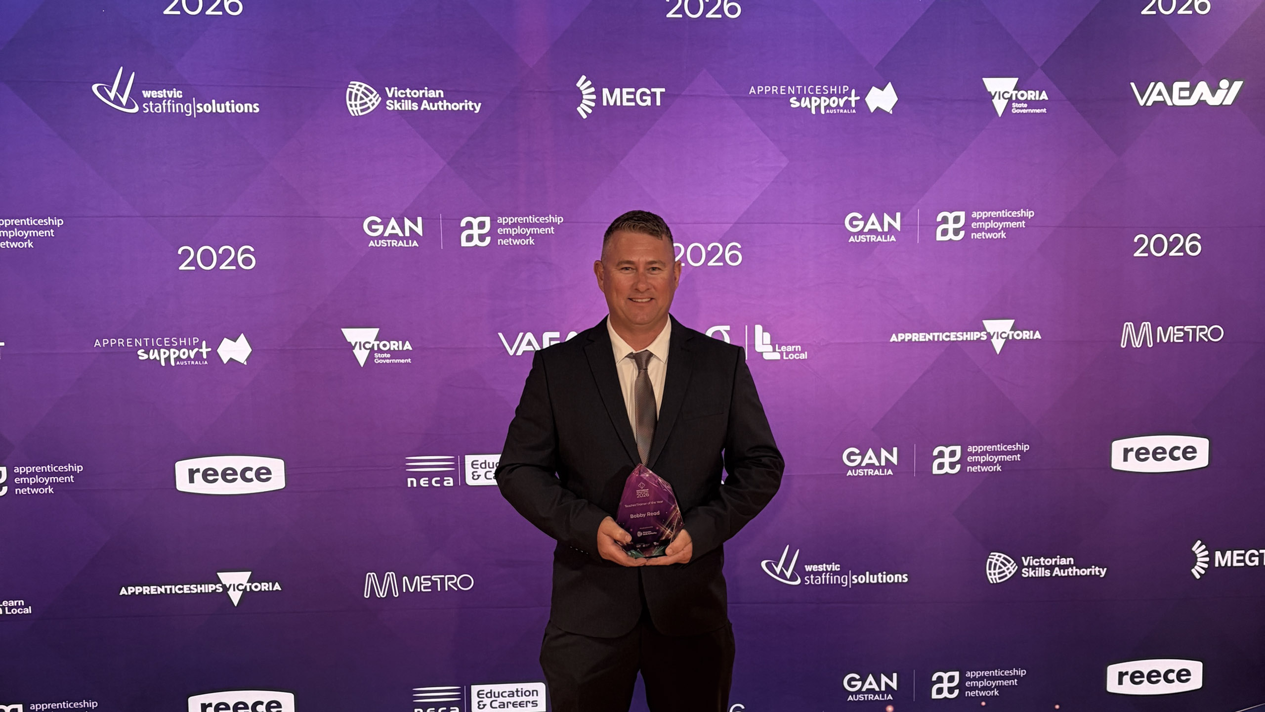 Bobby Read, NVITAFE Teacher, winner of Teacher/Trainer of the Year at the 2026 Victorian Training Awards
